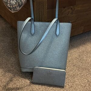 Kate Spade Shimmering Blue Tote and Wallet Set